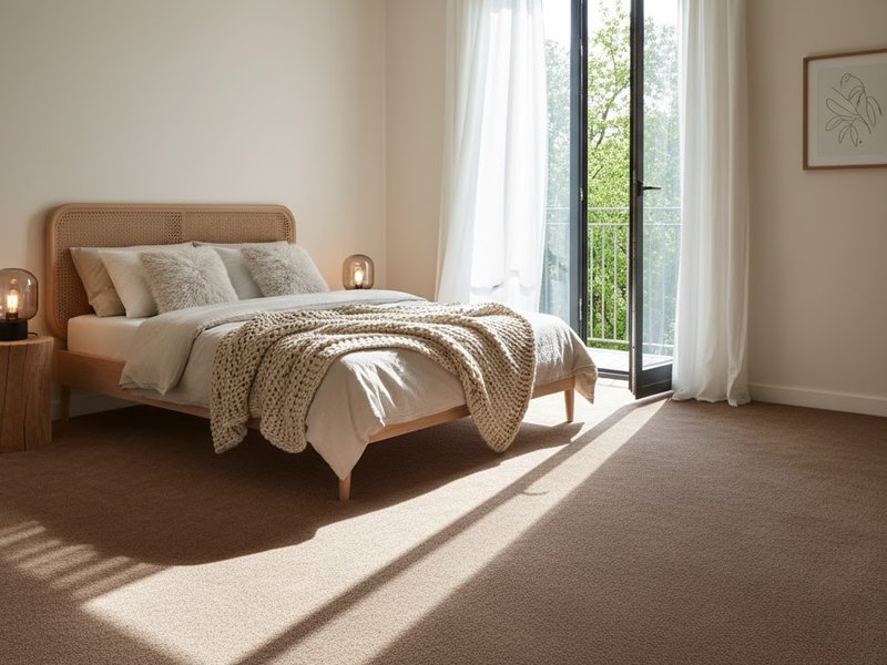 Plush carpet flooring in a bedroom