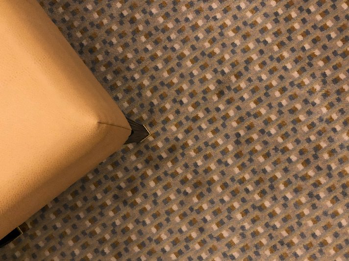 Hallway with beautiful pattered carpet